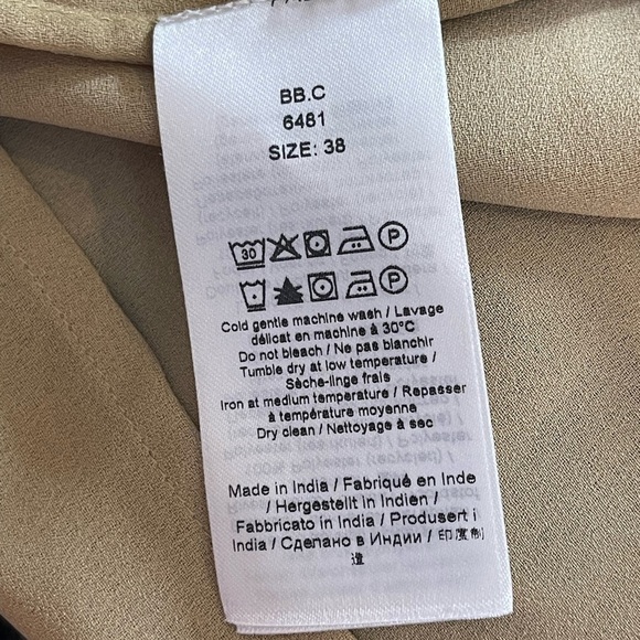 Ganni Long Sleeve Smocked Dress Light Brown Snakeskin Print Size 38 Us Size 6 - Picture 7 of 13